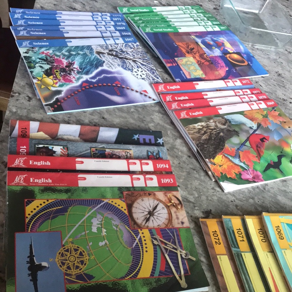 ACE Grade 6 workbooks 4 subject set incomplete see pics
